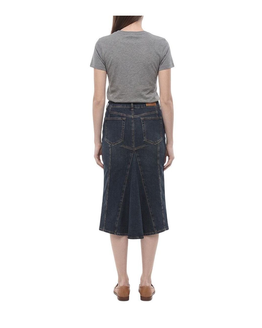 McQueen Blue Solid Calf Length Skirt
