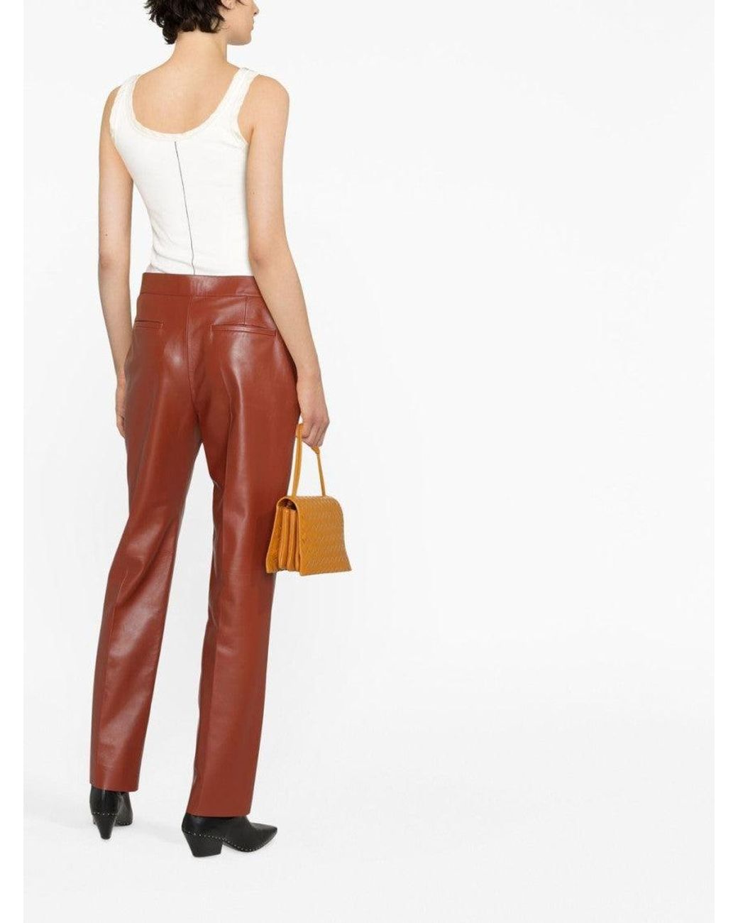 Chloé Red Leather Trousers