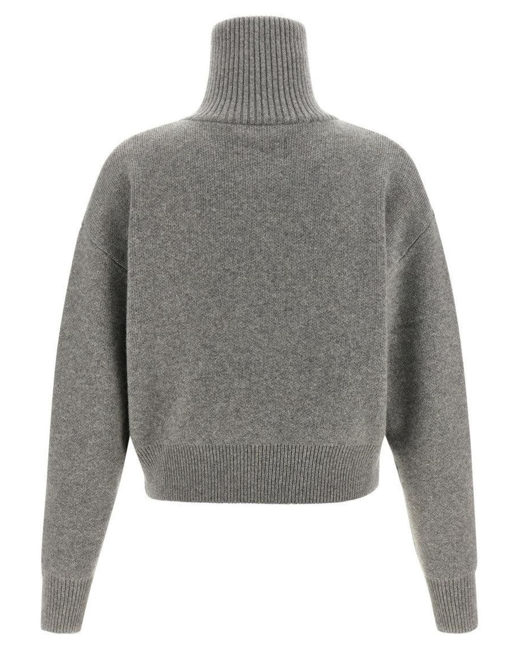 Extreme Cashmere Gray Turtle Neck Cardigan for men