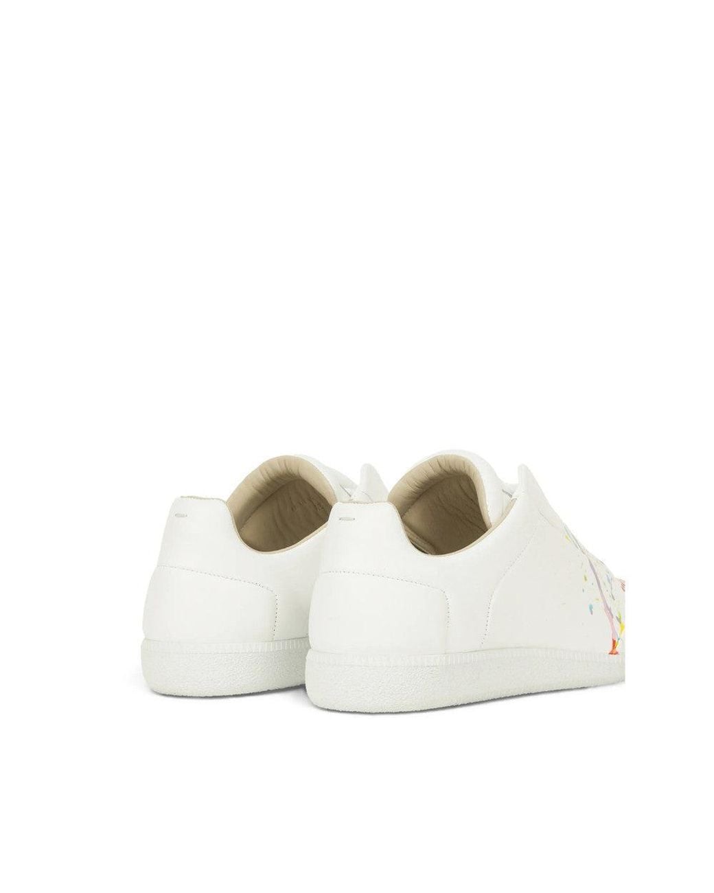 Maison Margiela White Future Paint-Splatter Low-Top Sneakers for men