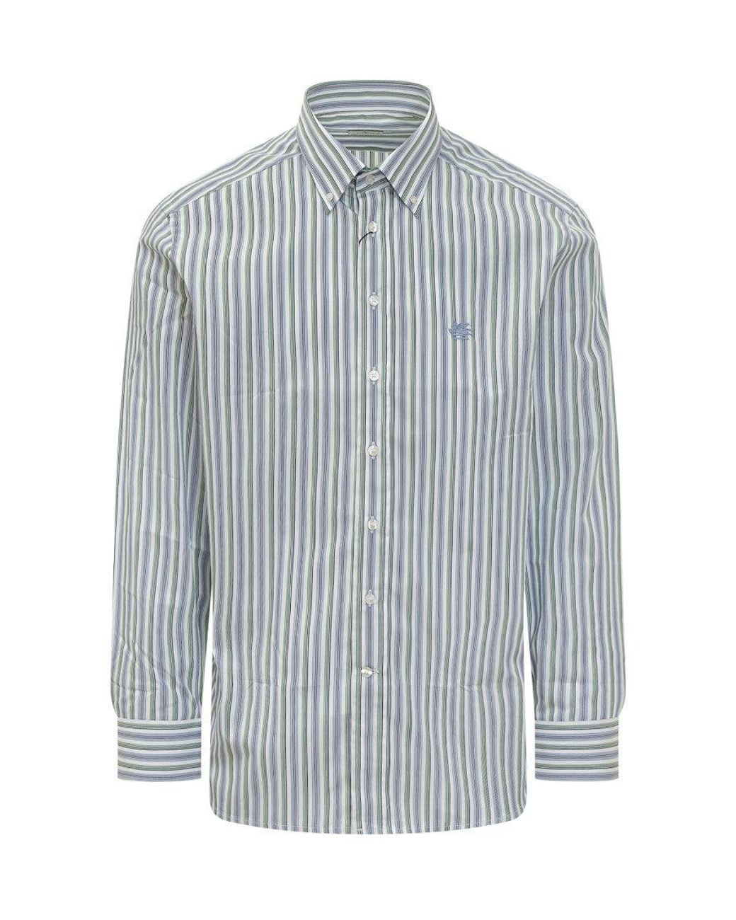 Etro Blue Regular Stripes Shirt for men