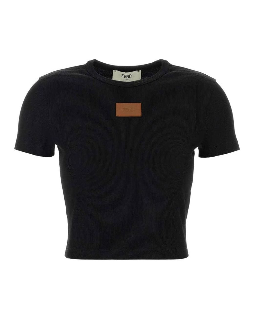 Fendi Black Logo Crew Neck Top