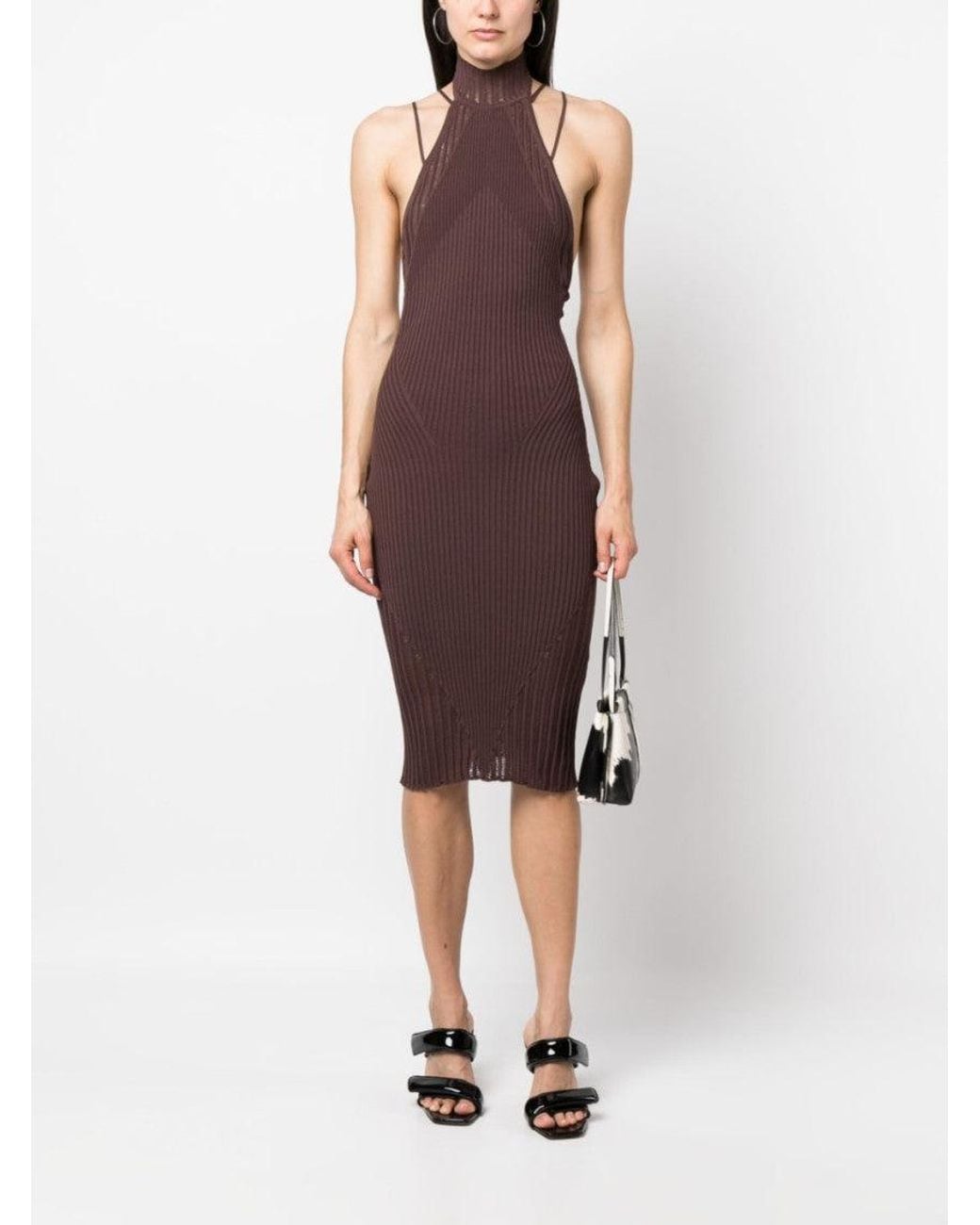 ANDREADAMO Purple Ribbed Midi Dress