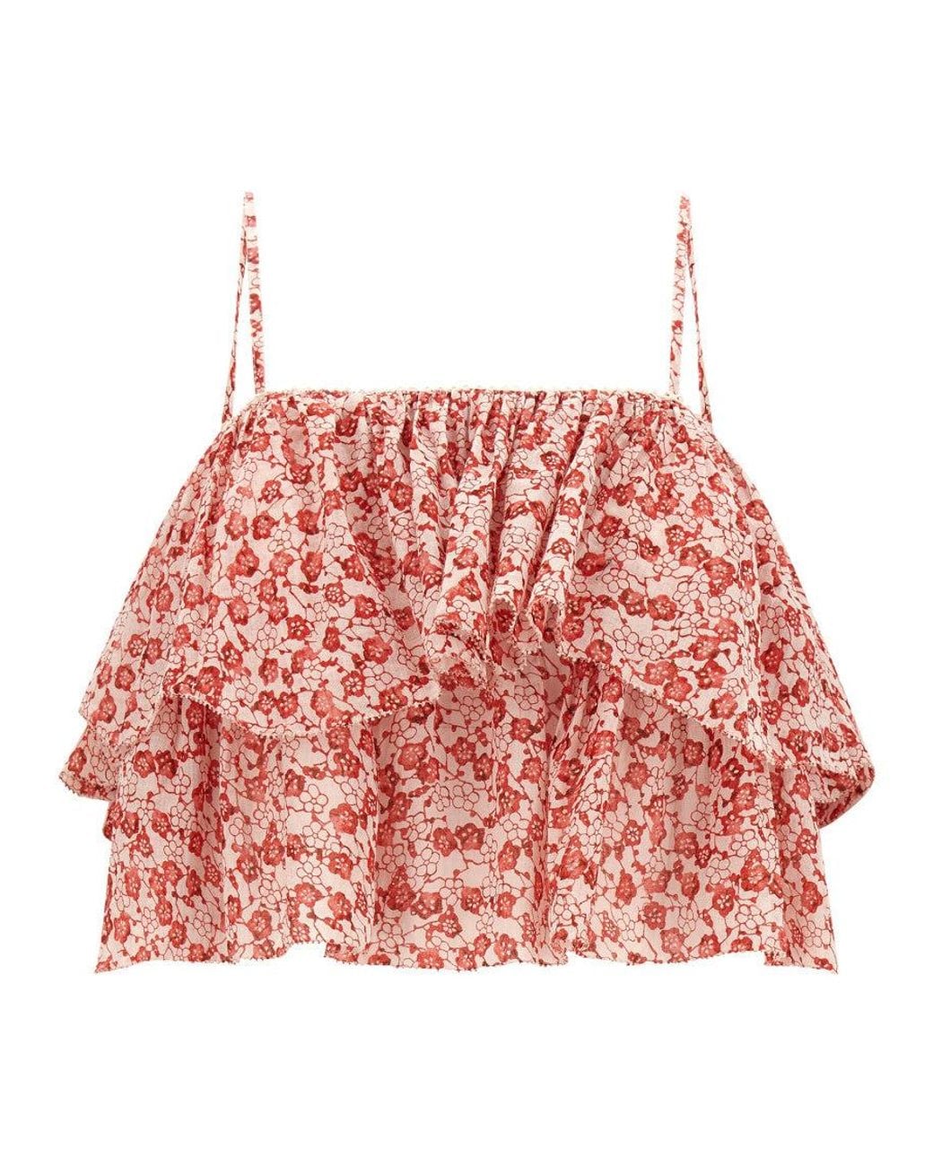Isabel Marant Red Flower Print Crop Top