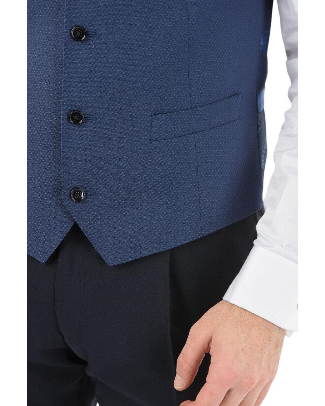 Corneliani Blue Textured Waistcoat for men