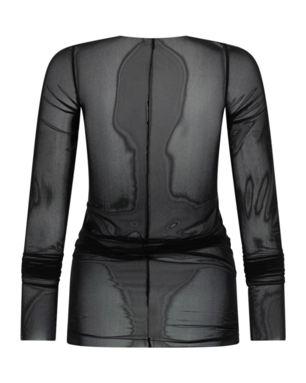 Rick Owens Black T-Shirt Basic Ls Nylon T-Shirts