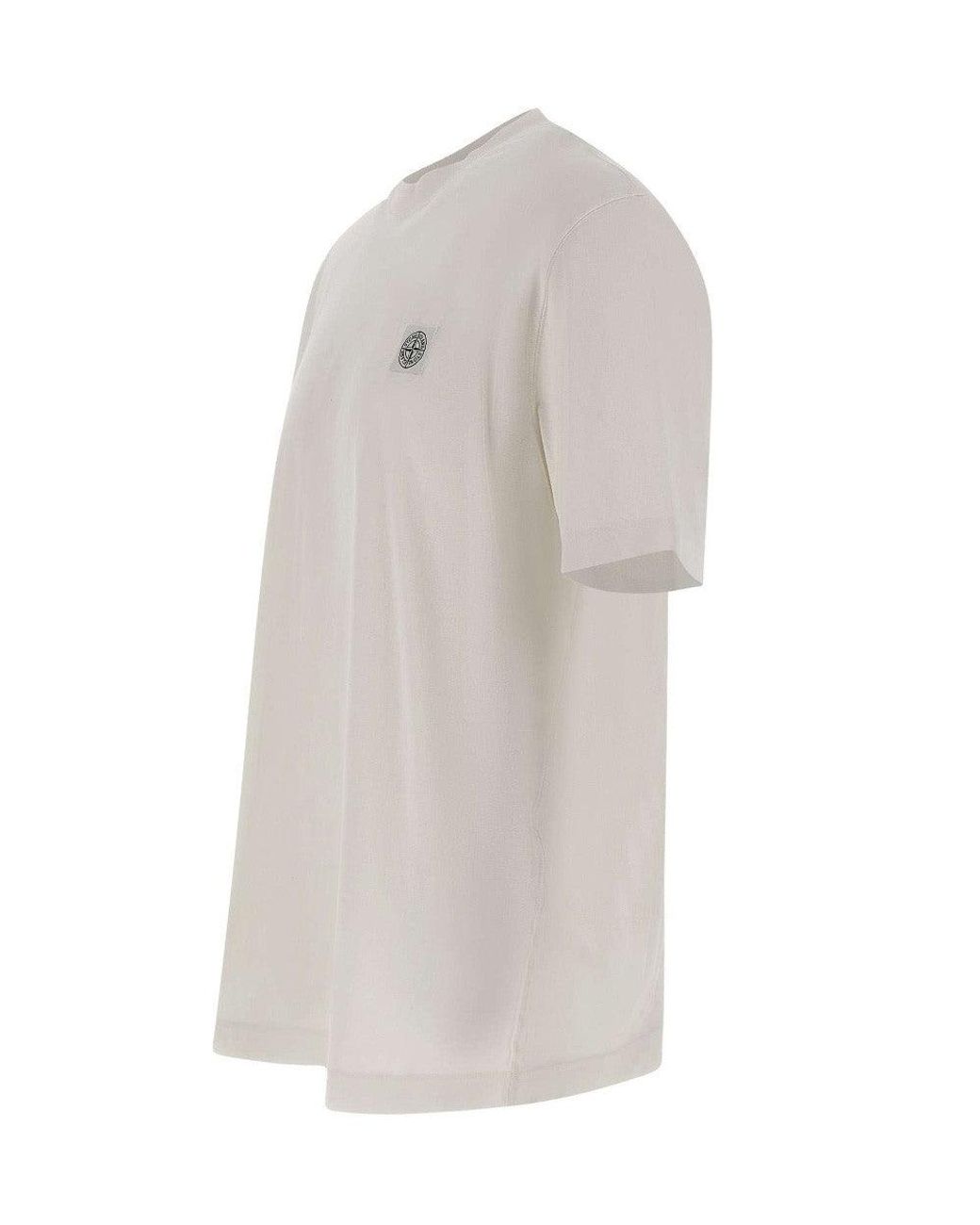 Stone Island White Regular Logo T-Shirt for men