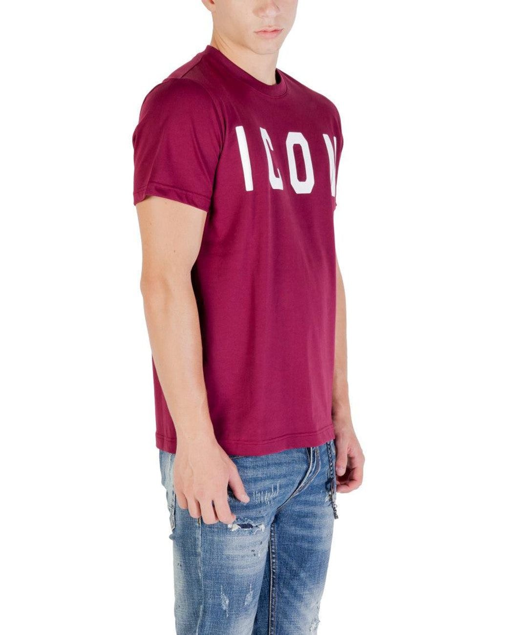 ICON DENIM Red Crew Neck T-Shirts for men