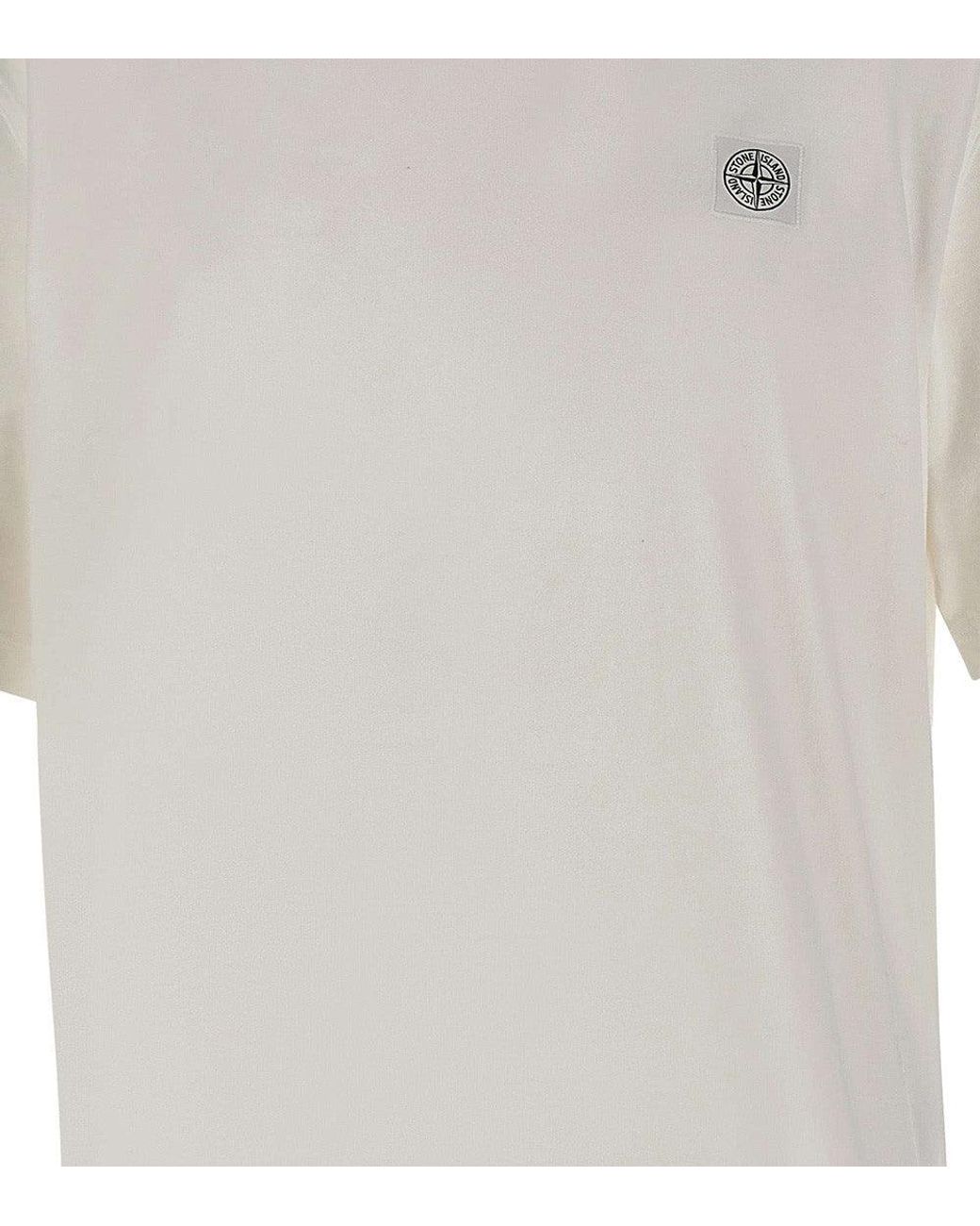 Stone Island White Regular Logo T-Shirt for men