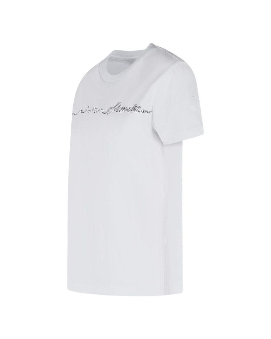 Moncler White Crew Neck Logo T-Shirt