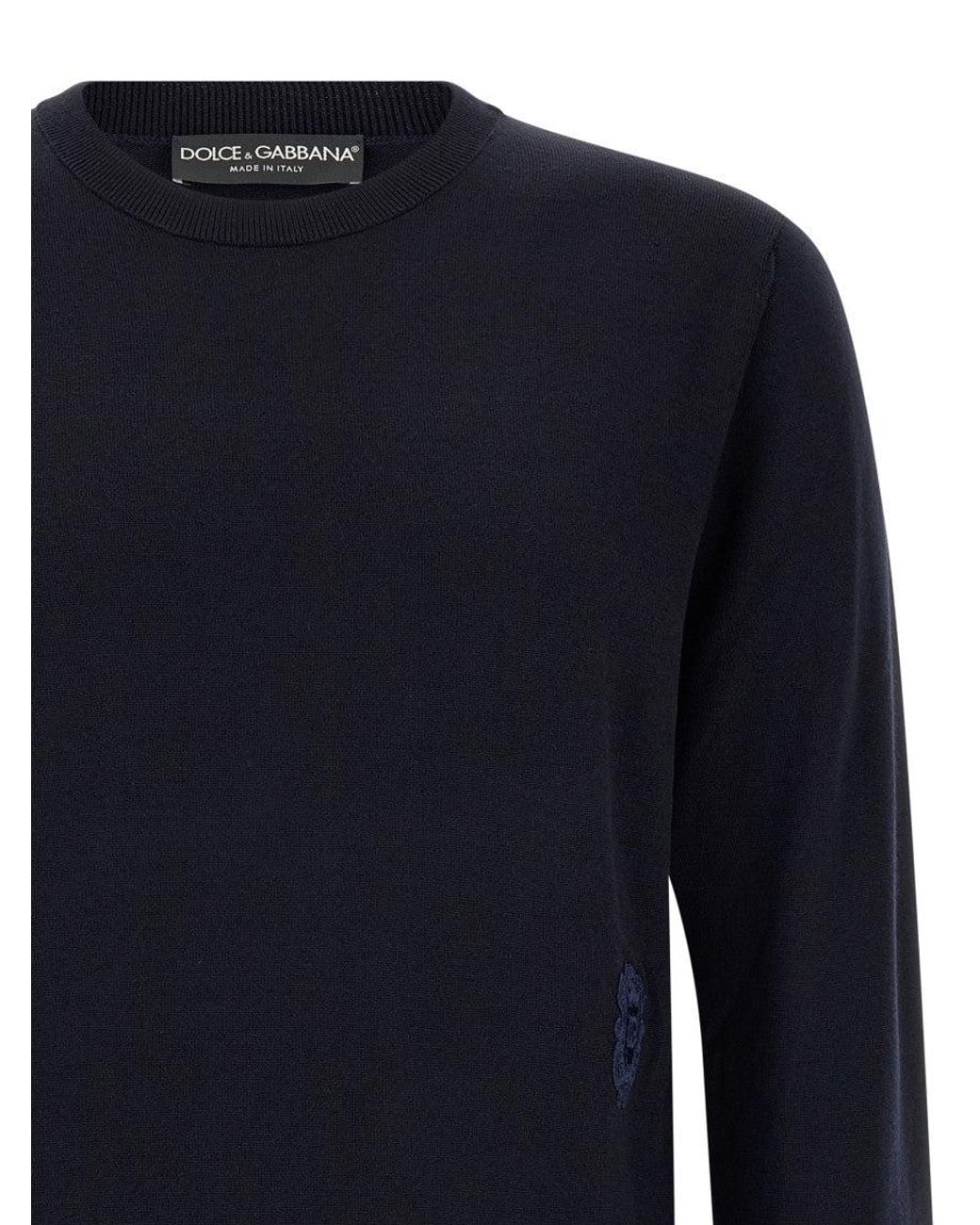Dolce & Gabbana Blue Embroidered Sweater for men