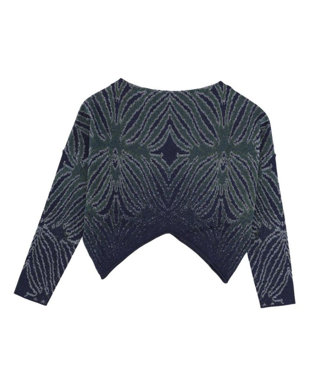 Circus Hotel Blue Abstract Round Neck Top