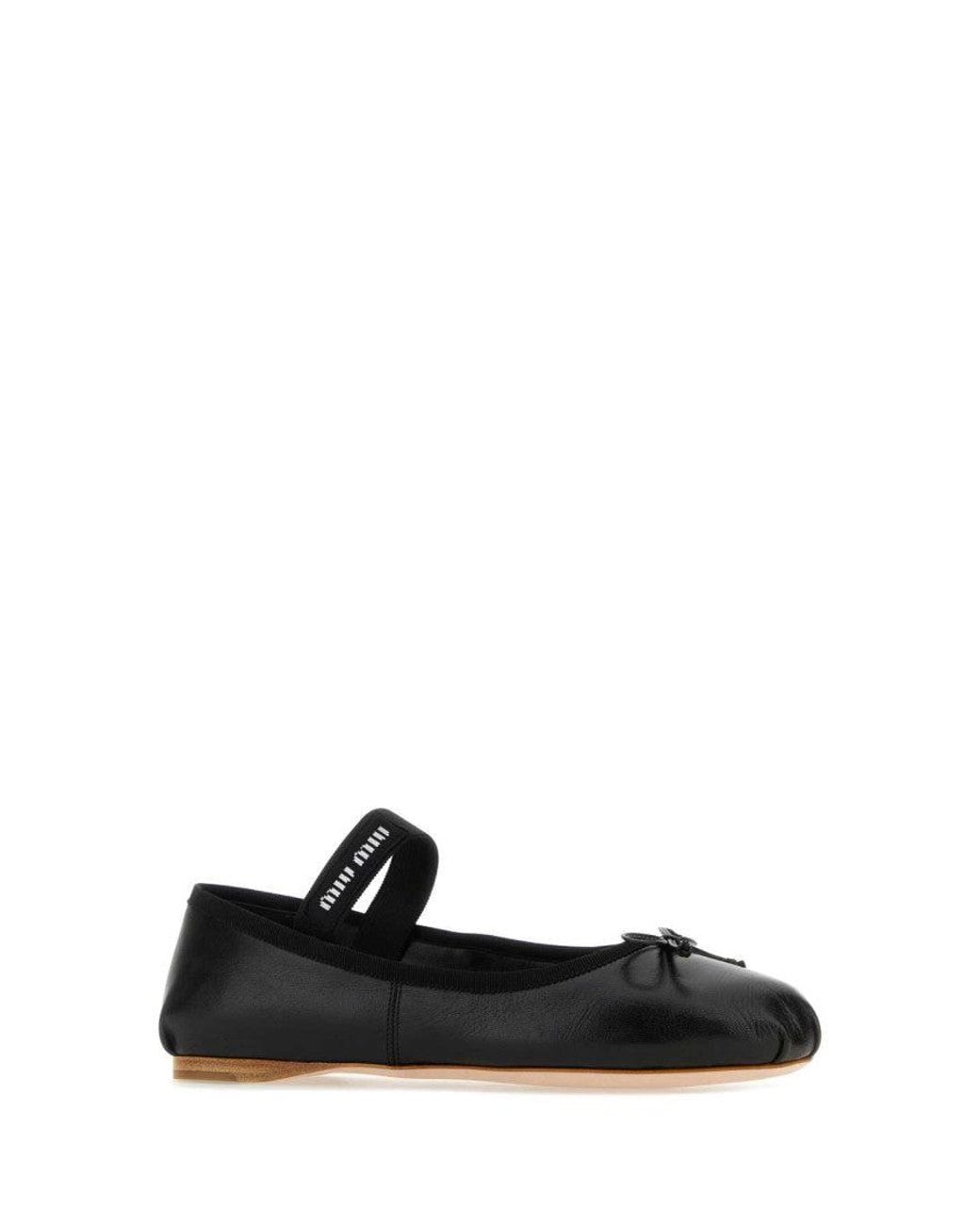 Miu Miu Black Leather Ballet Flats
