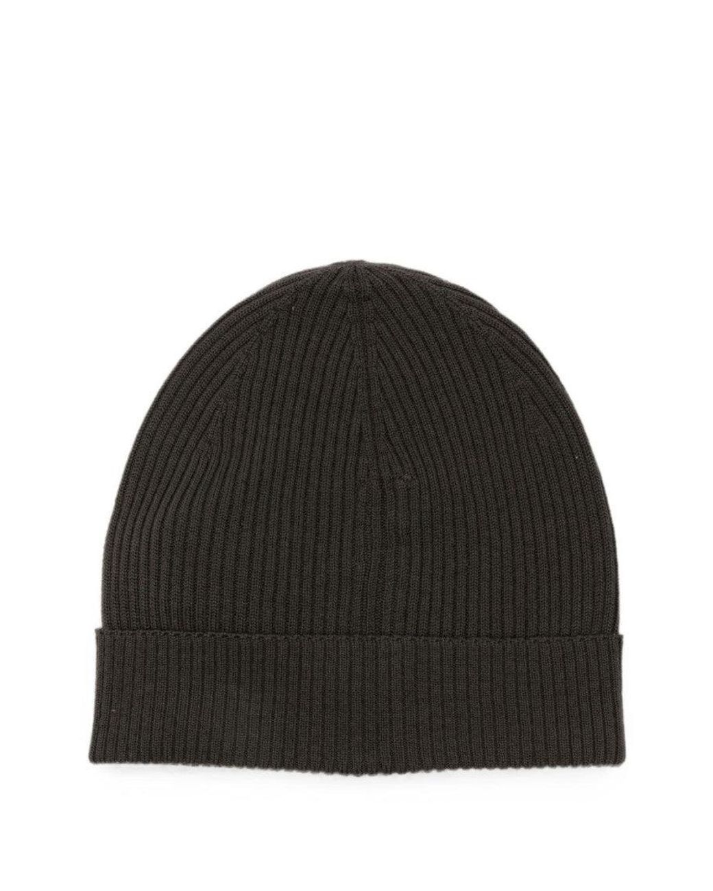 Rick Owens Black Dark Knitted Beanie Cap