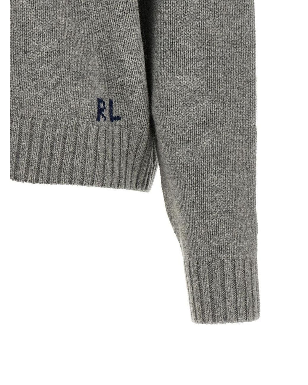 Polo Ralph Lauren Gray Graphic Crew Neck Sweater