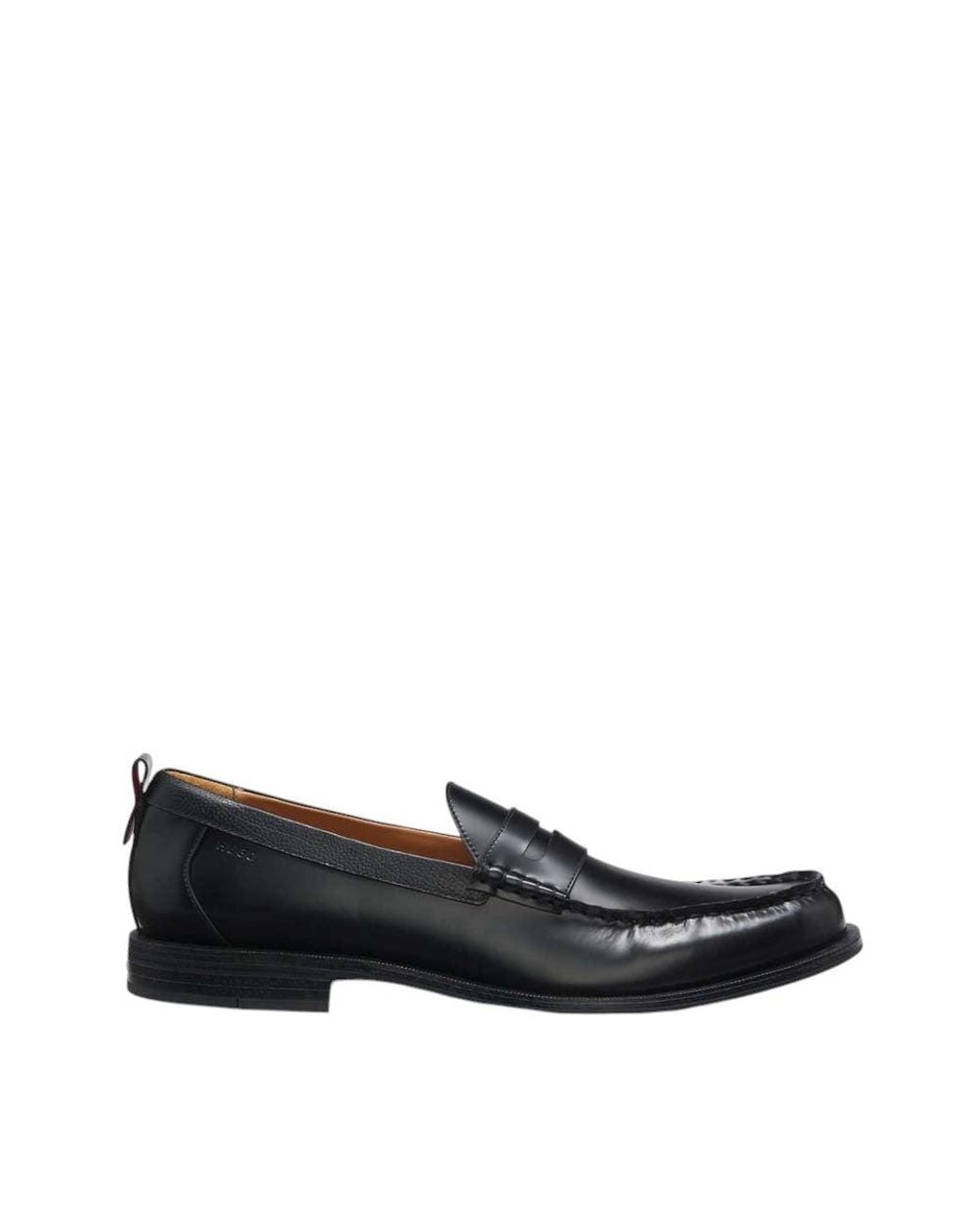 HUGO Black Leather Loafers for men