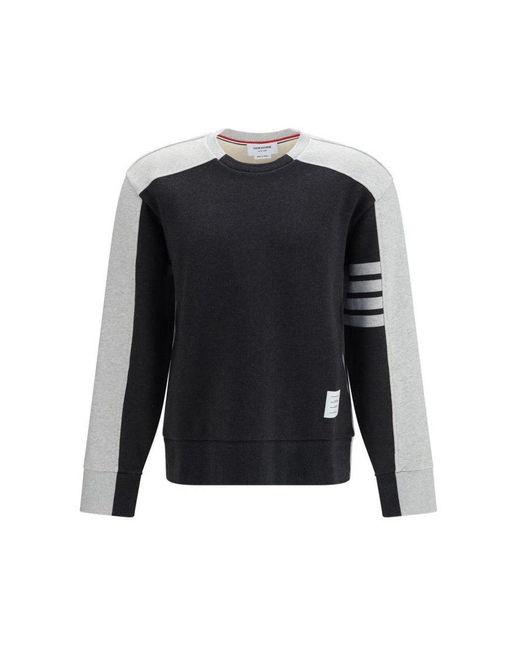 Thom Browne Black Dark Color Block Sweatshirt for men