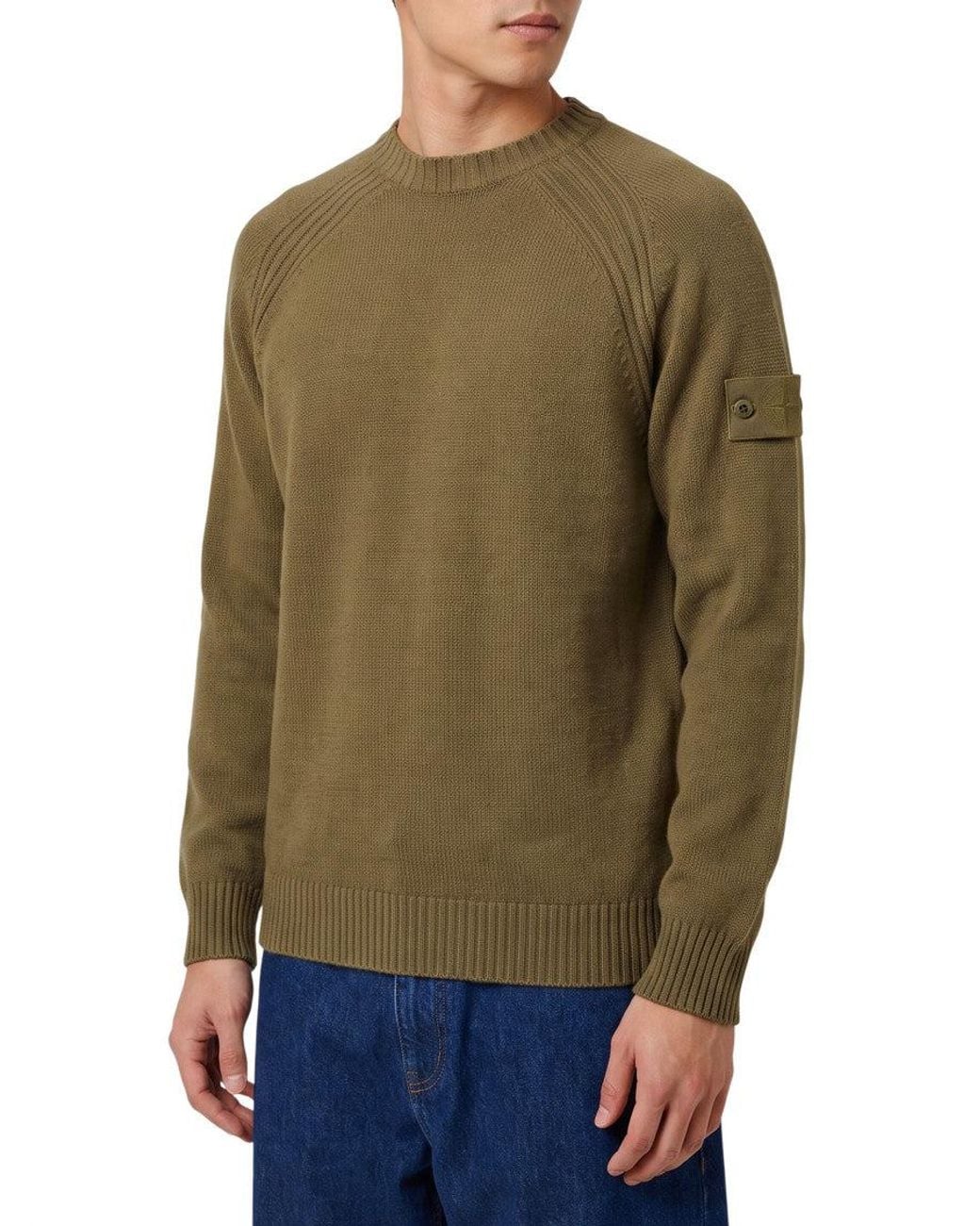 Stone Island Green Crew Neck Sweater for men