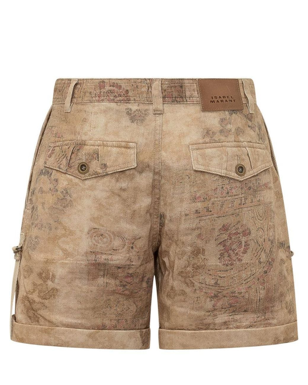 Isabel Marant Natural Mini Shorts With Pocket And Cuff