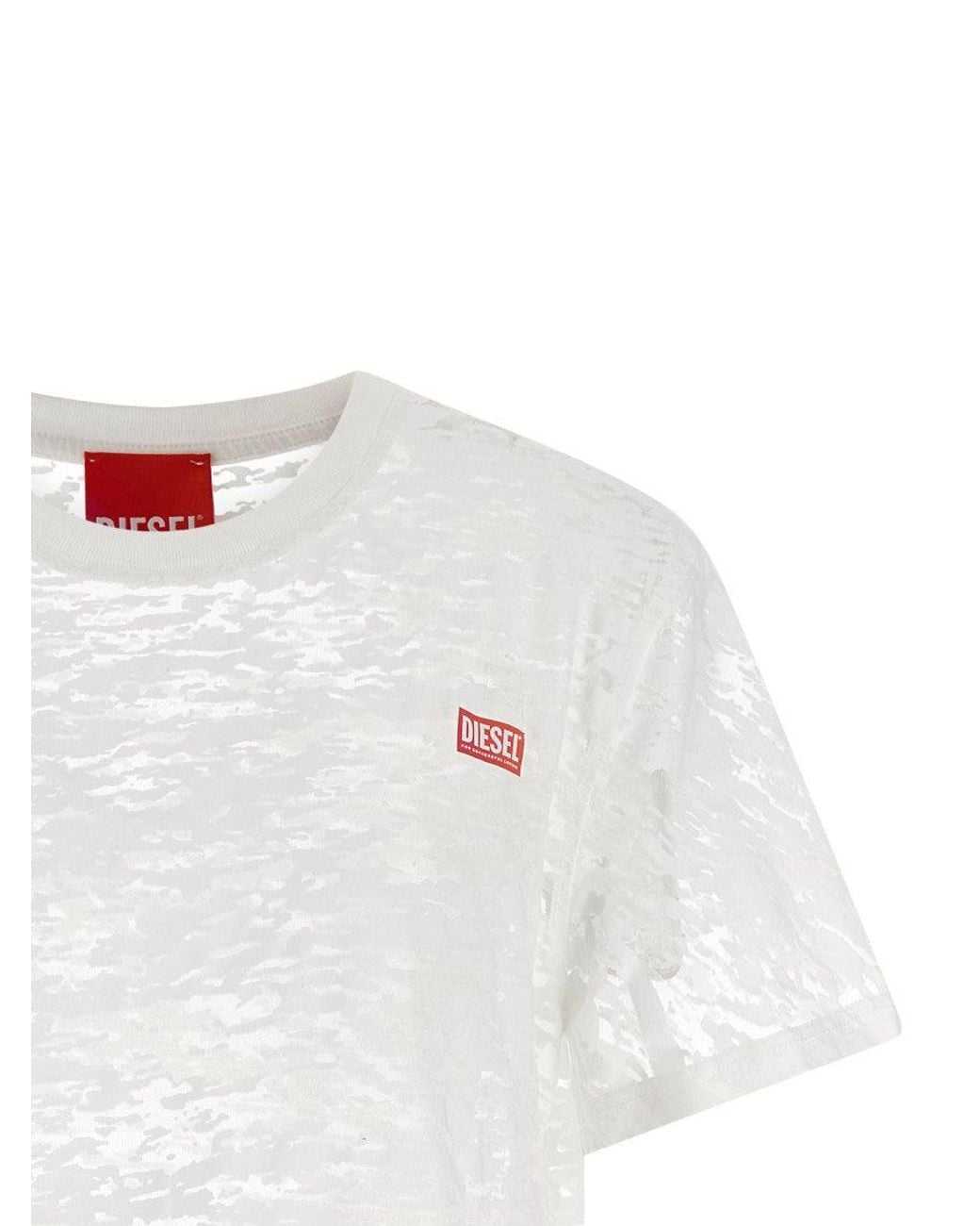 DIESEL White Devoré Jersey Logo T-Shirt