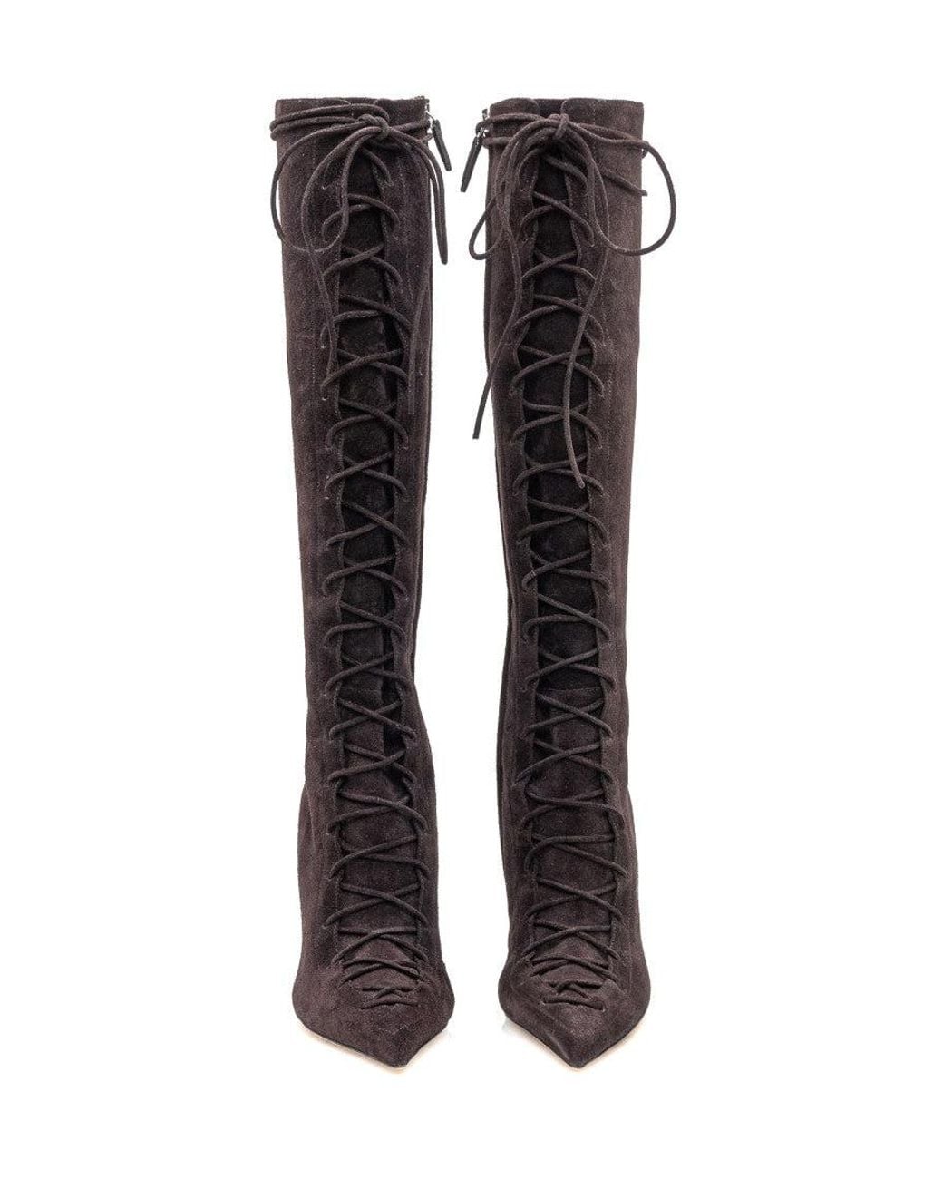 Paris Texas Black Wedge Lace-Up Boots