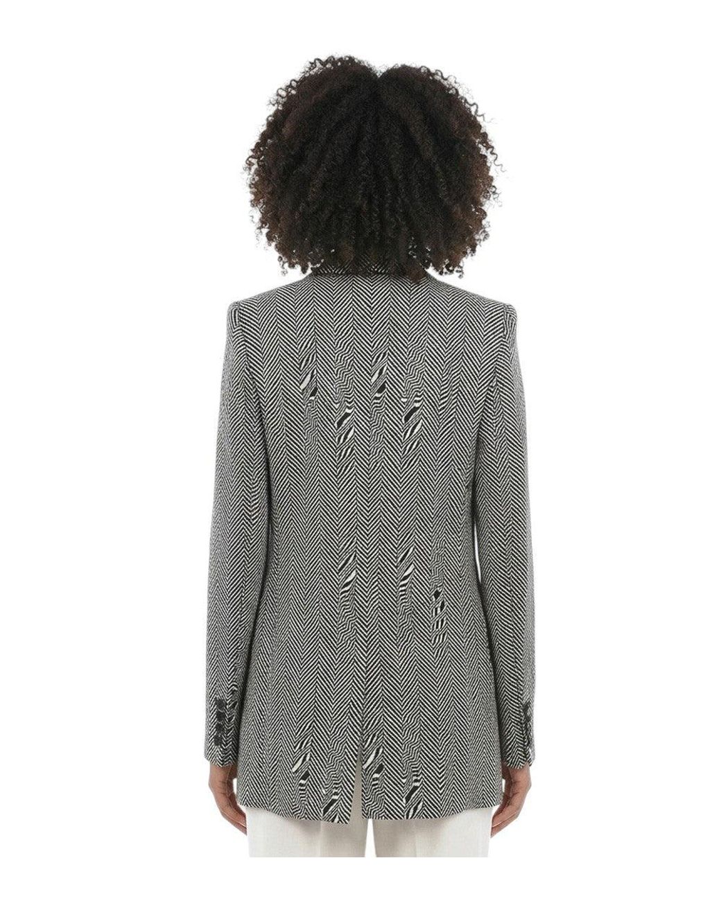 Stella McCartney Gray Chevron Notched Lapel Blazer