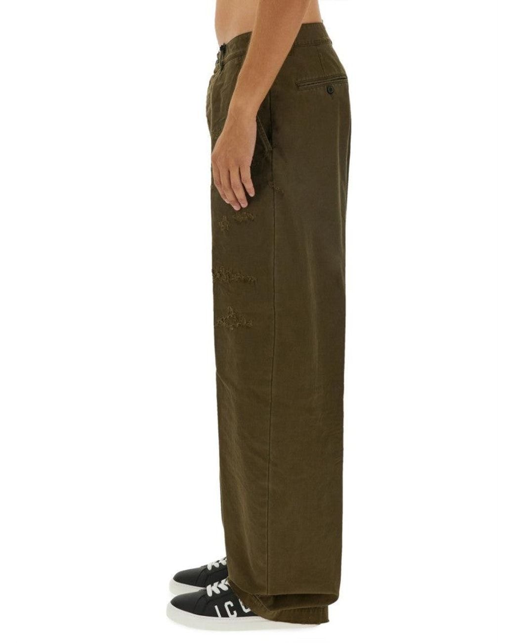 DSquared² Green Ripped Big Chino Pants for men