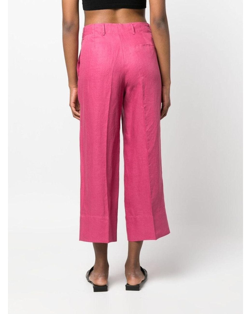 Max Mara Pink Wide-Leg Linen Trousers