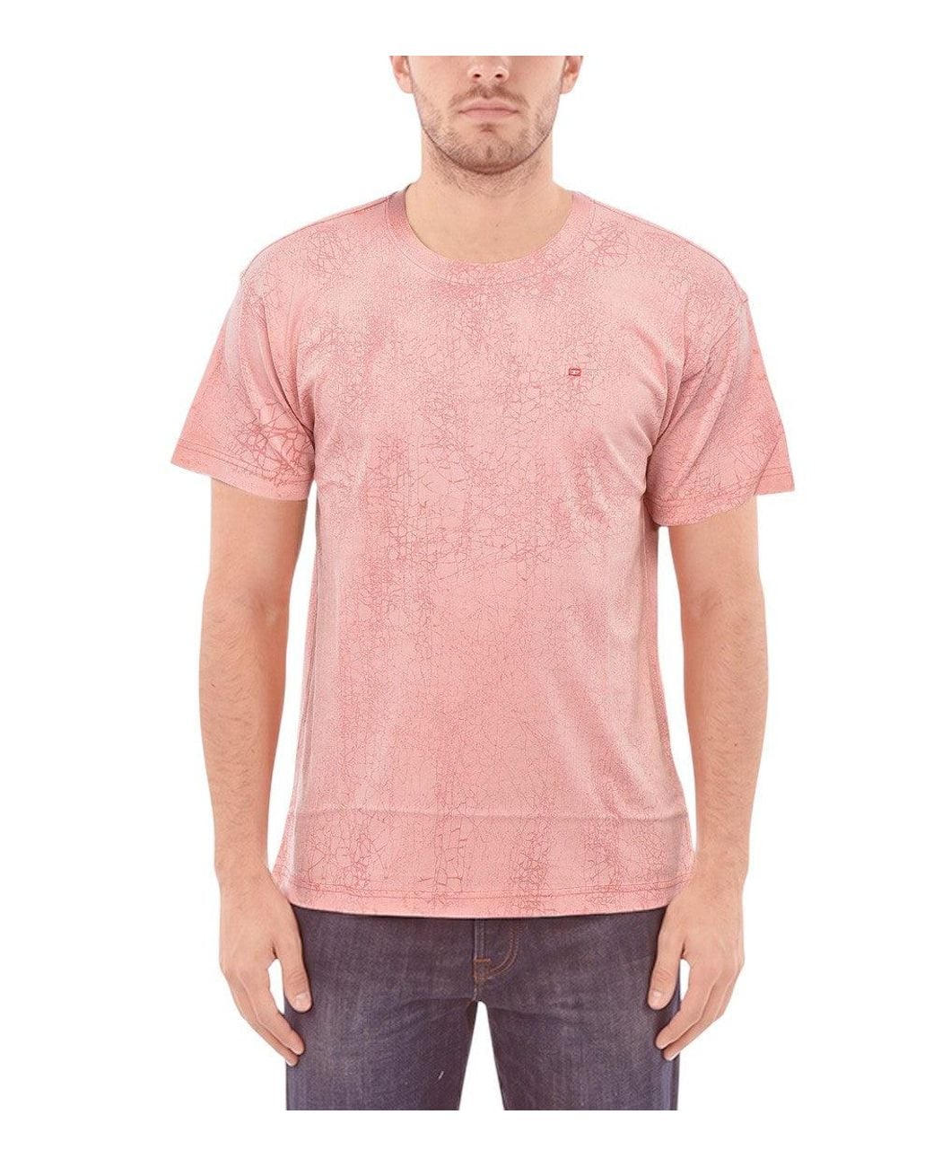 DIESEL Pink Crew Neck T-Shirt for men