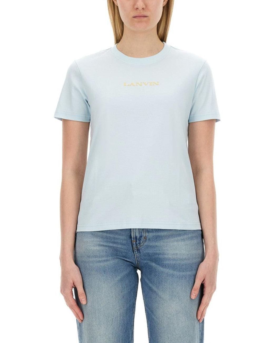 Lanvin Blue Sky Logo Crew Neck T-Shirt