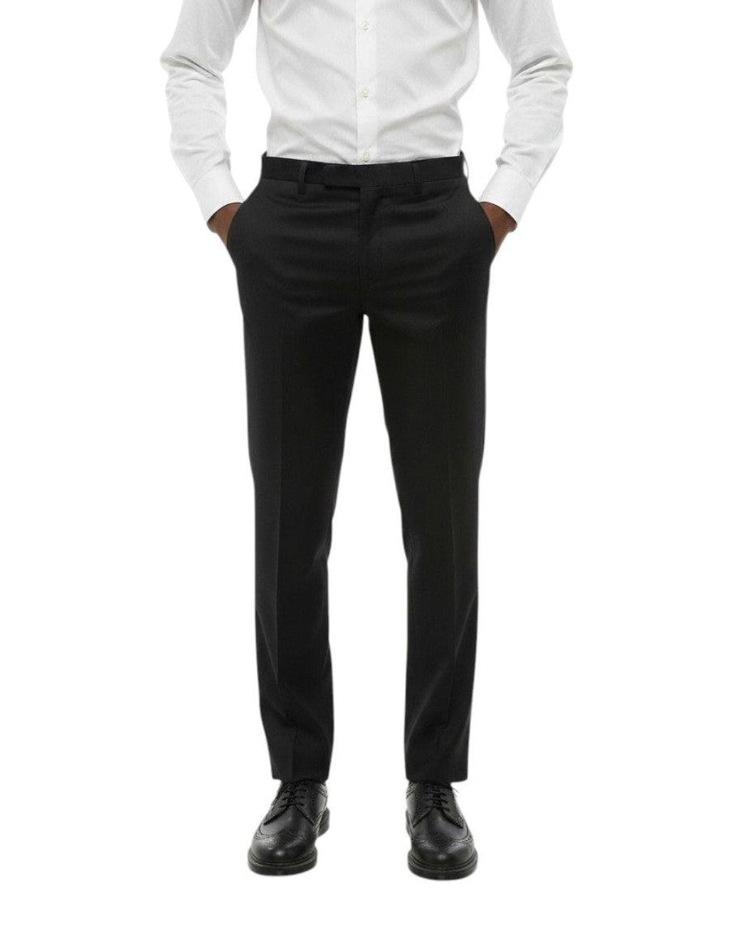 Corneliani Black Flat Front Pants for men