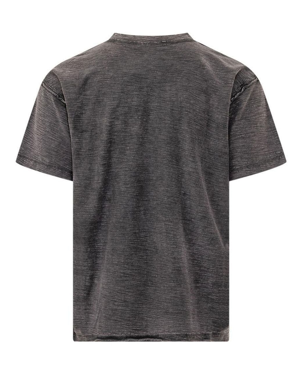 DIESEL Gray Graphic Crew Neck T-Shirt for men