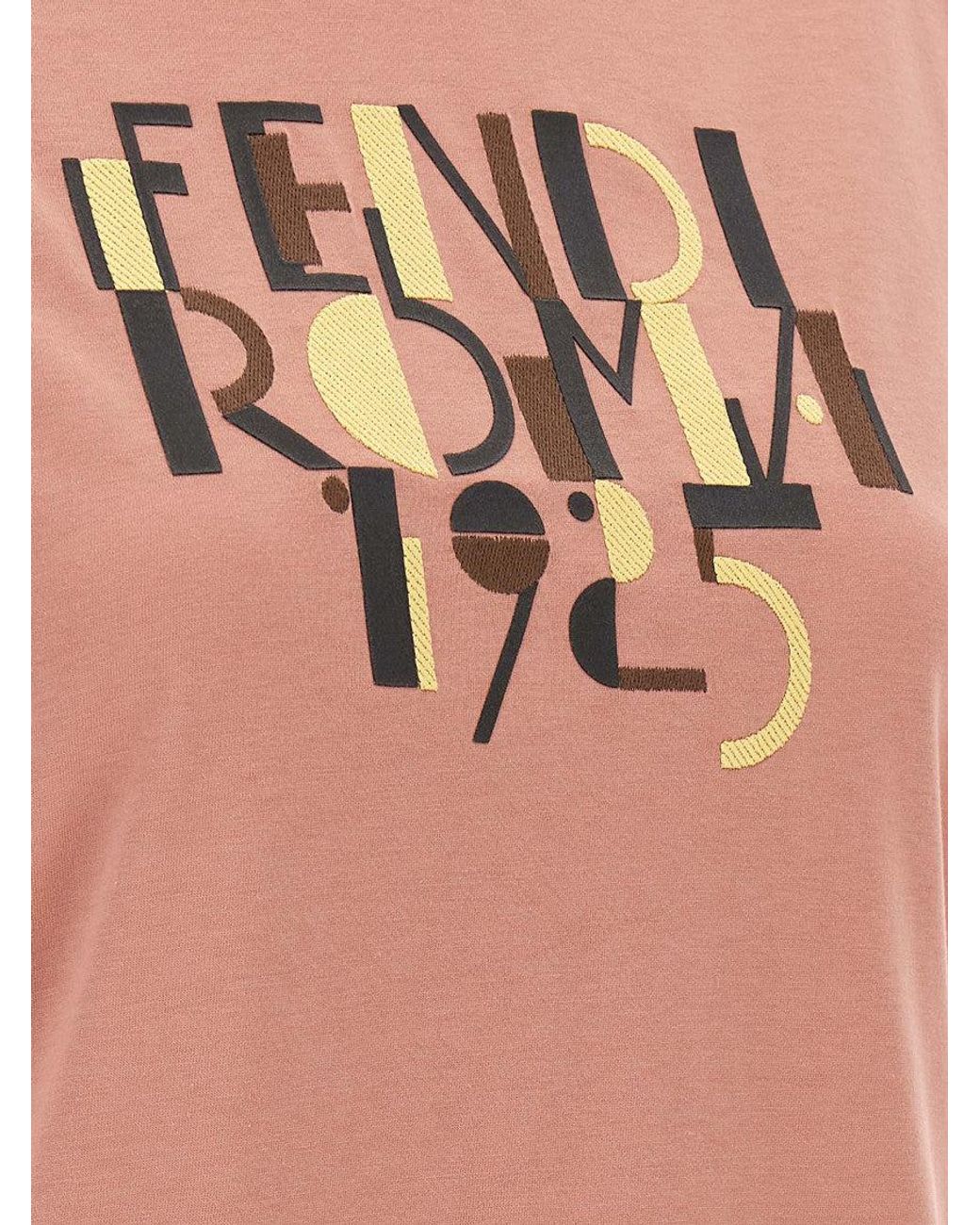 Fendi Pink Embroidered T-Shirt