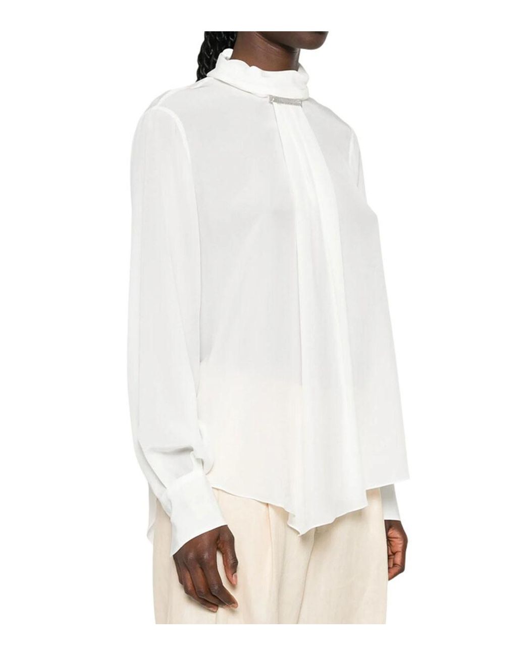 Brunello Cucinelli White Turtle Neck Top