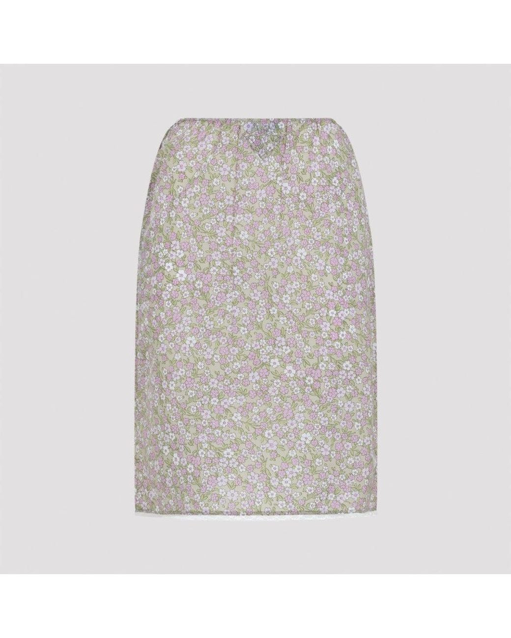 Prada Gray Floral-Printed Skirt