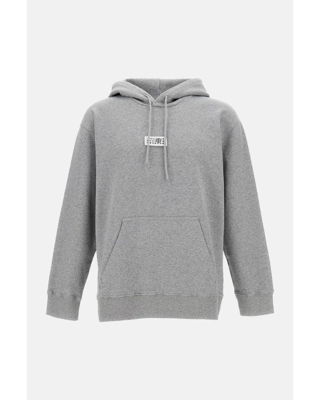 MM6 by Maison Margiela Gray Logo Patch Hoodie for men