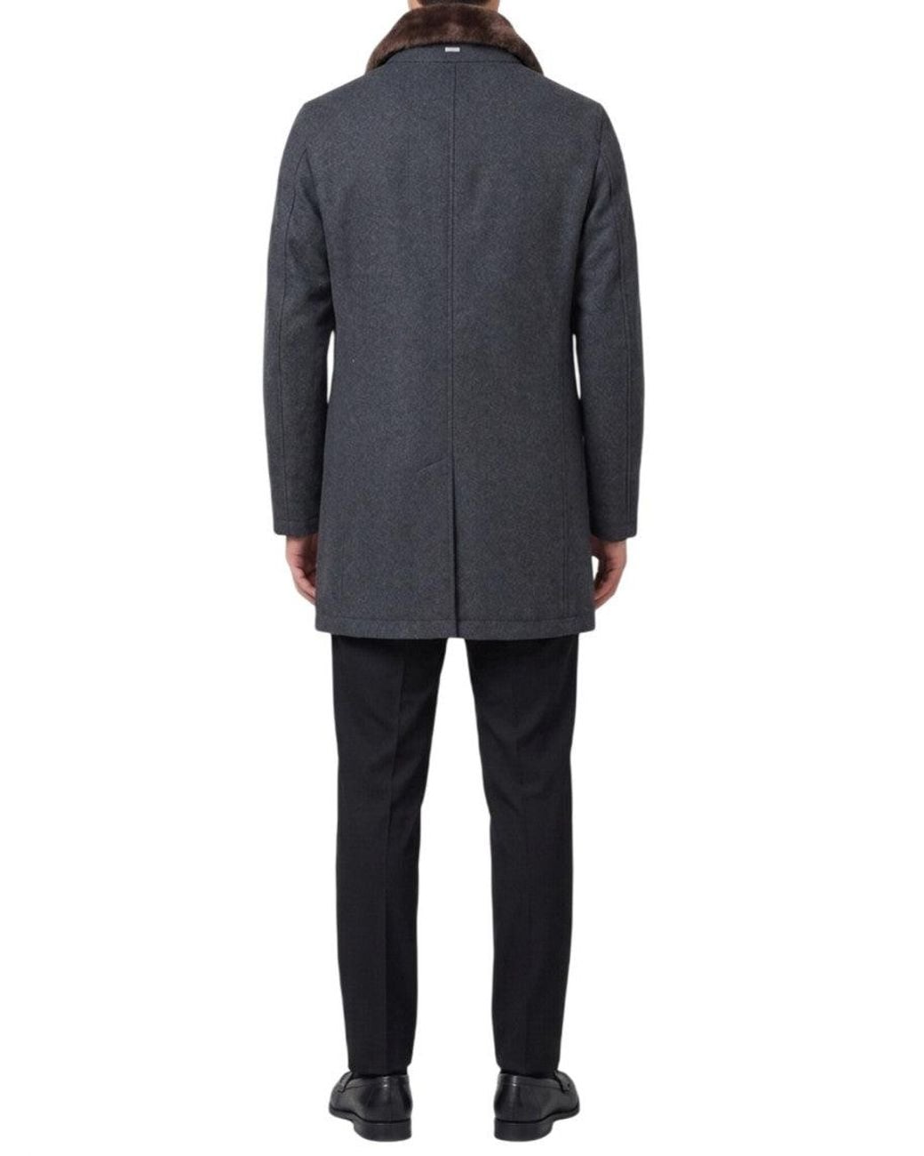 Herno Blue Regular Wool Coat for men