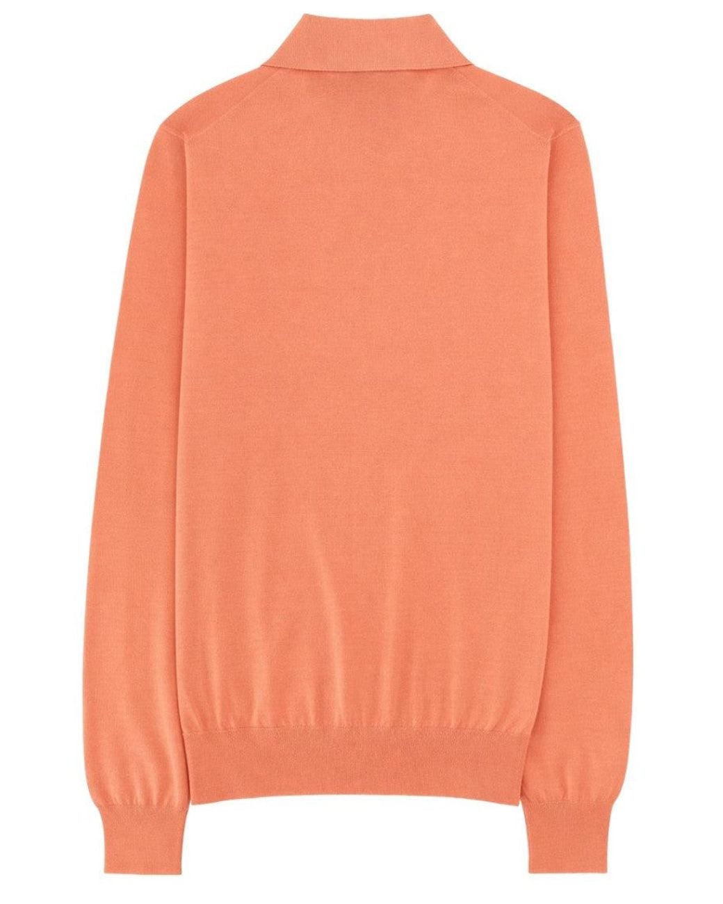 Brunello Cucinelli Orange Coral Shirt Collar Polo for men