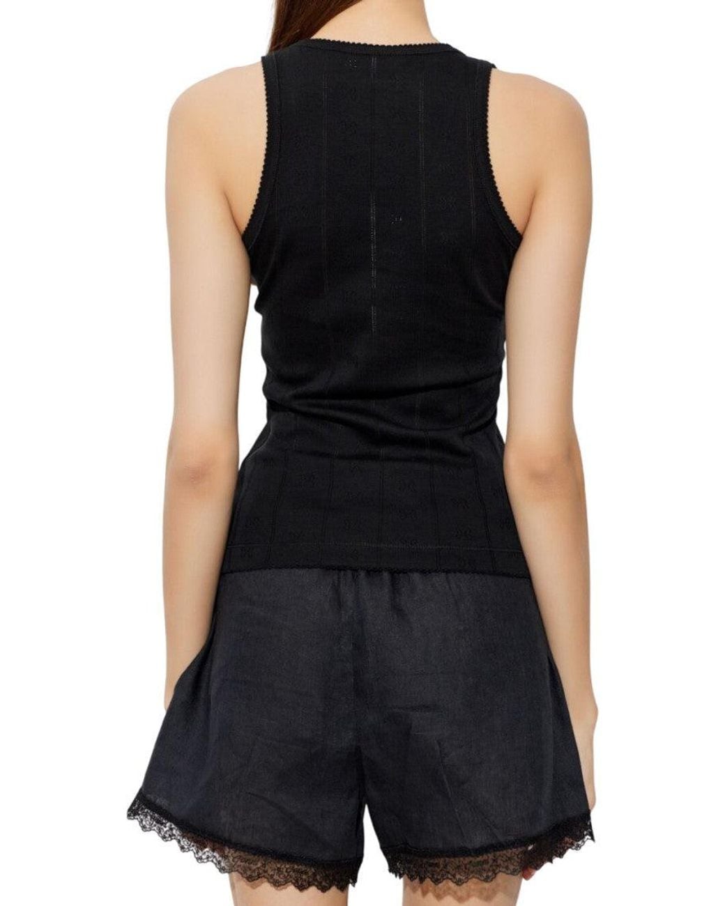 Ganni Black Round Neck Top