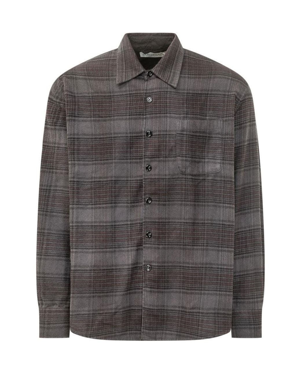 Our Legacy Gray Relaxed Plaid Shirt for men
