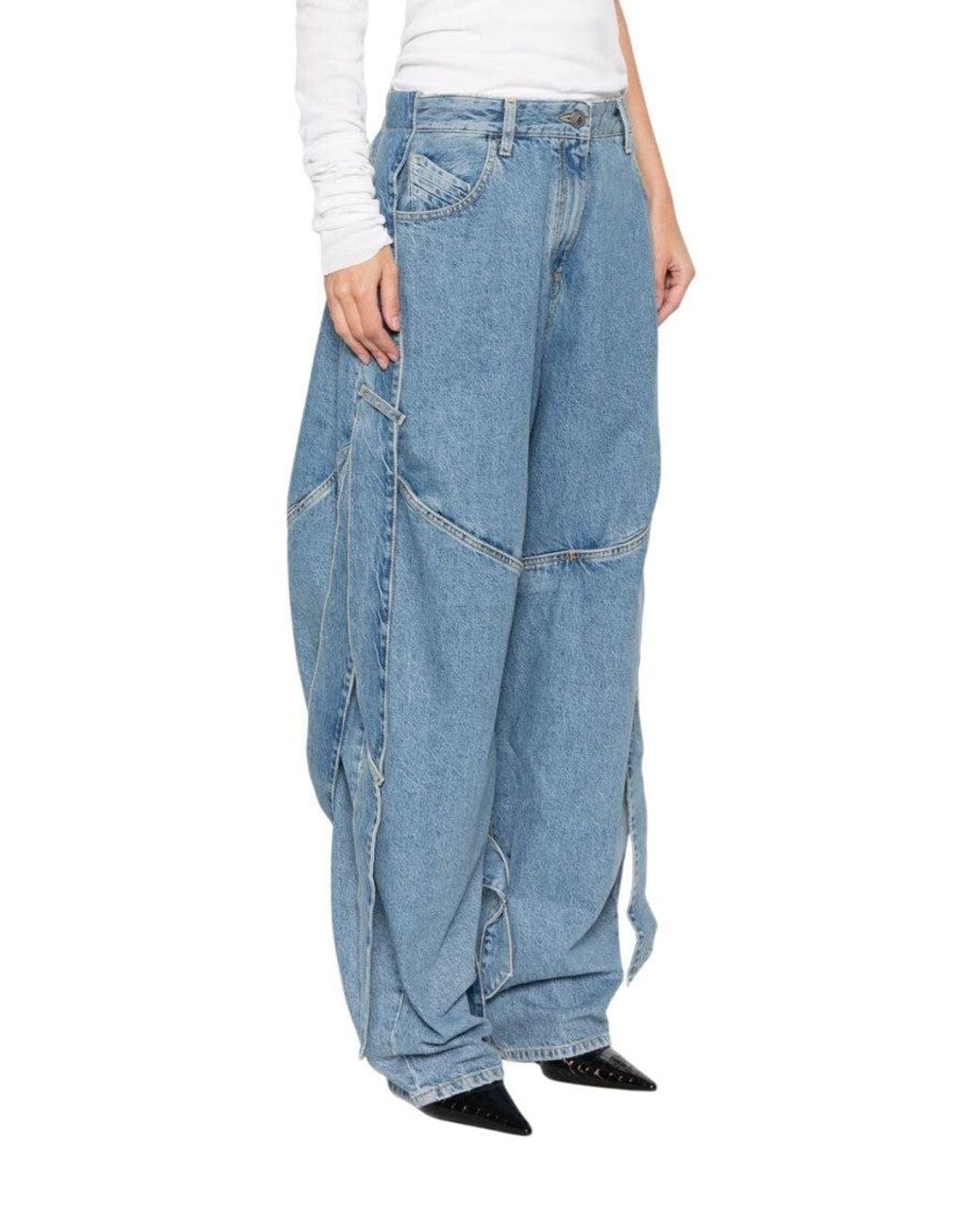 The Attico Blue Sky Loose Mid Rise Jeans