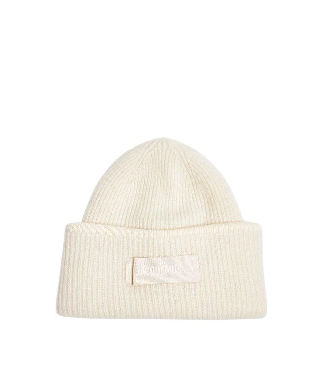 Jacquemus Natural Off Logo Beanie Cap for men