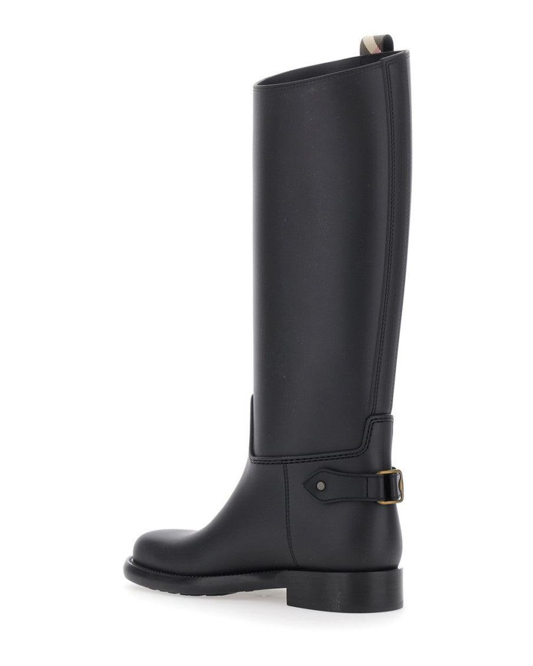 Burberry Black Check Leather Boots