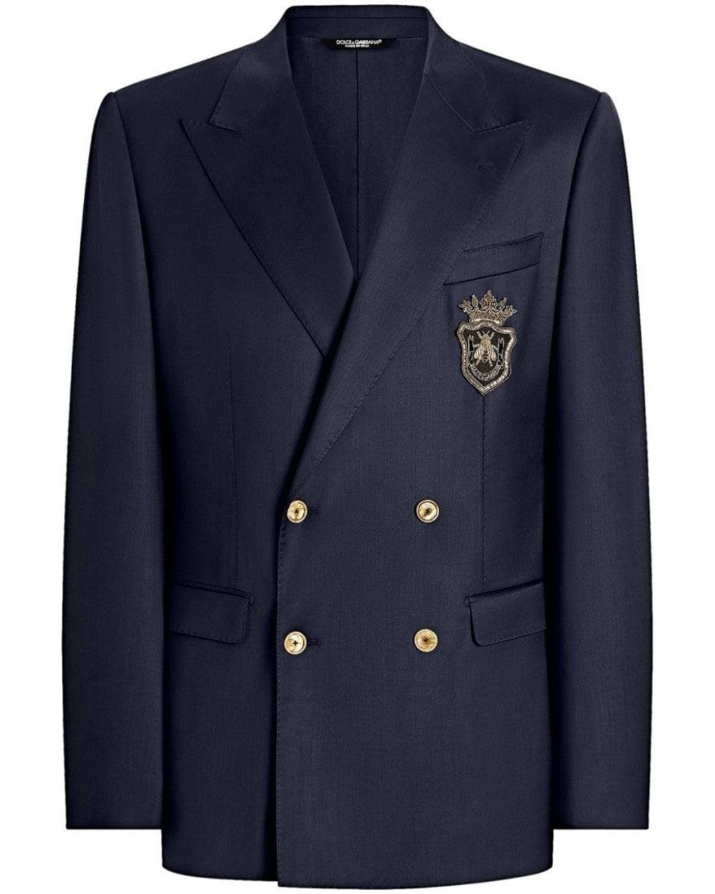 Dolce & Gabbana Blue Logo Application Blazer for men