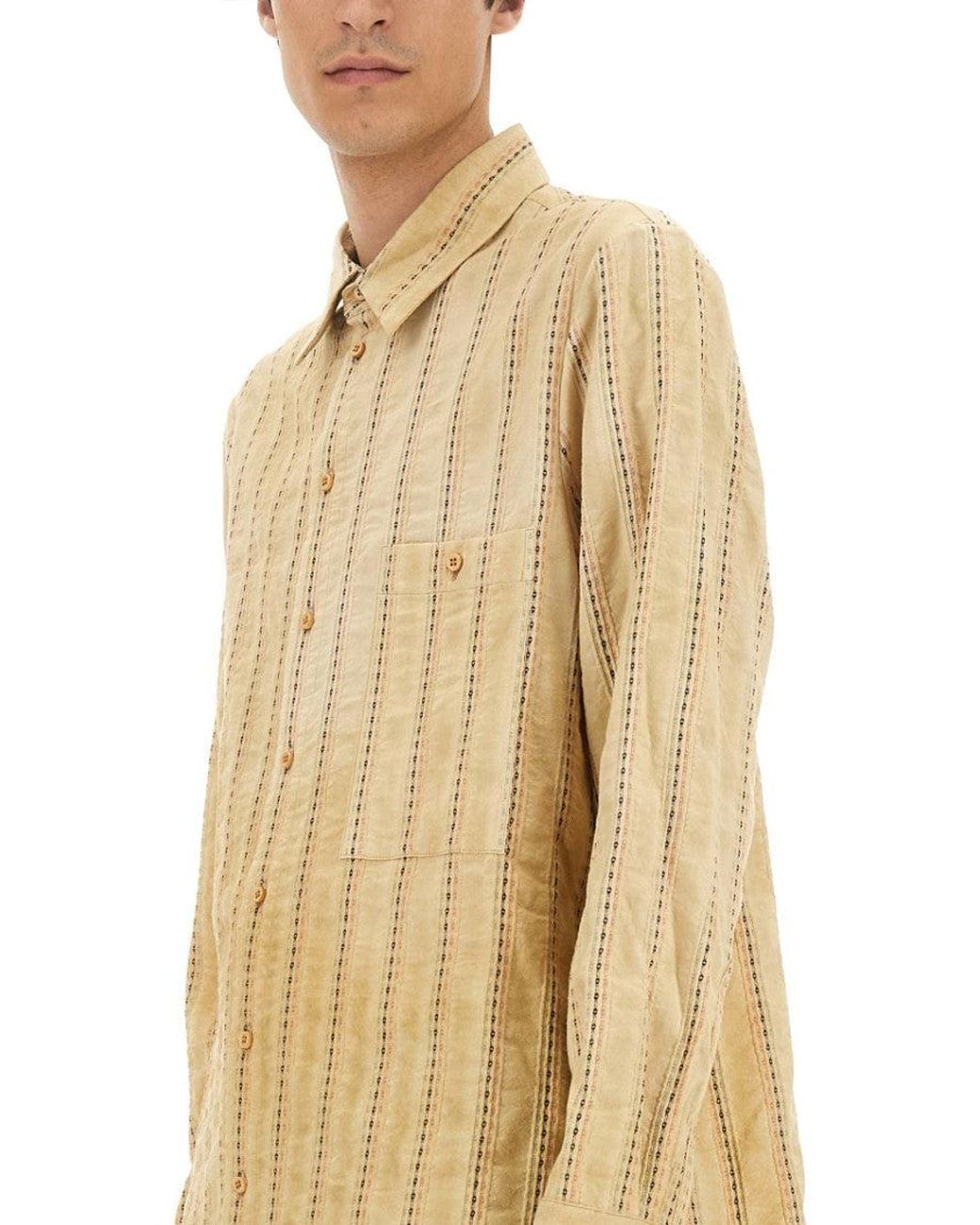 Uma Wang Natural Oversized Stripes Shirt for men