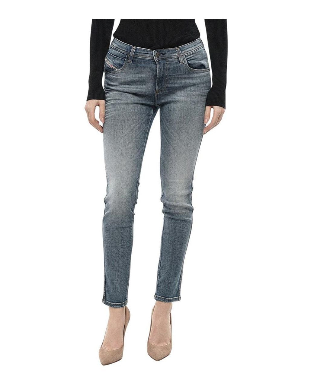 DIESEL Blue Skinny Mid Rise Jeans