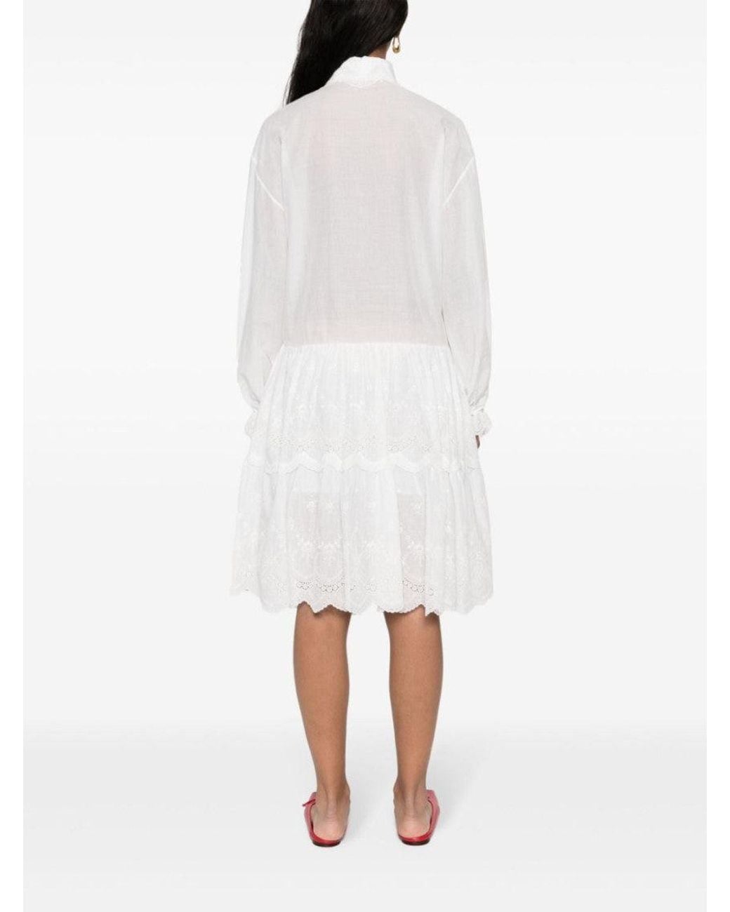 Ermanno Scervino White Embroidered Shirt Dress