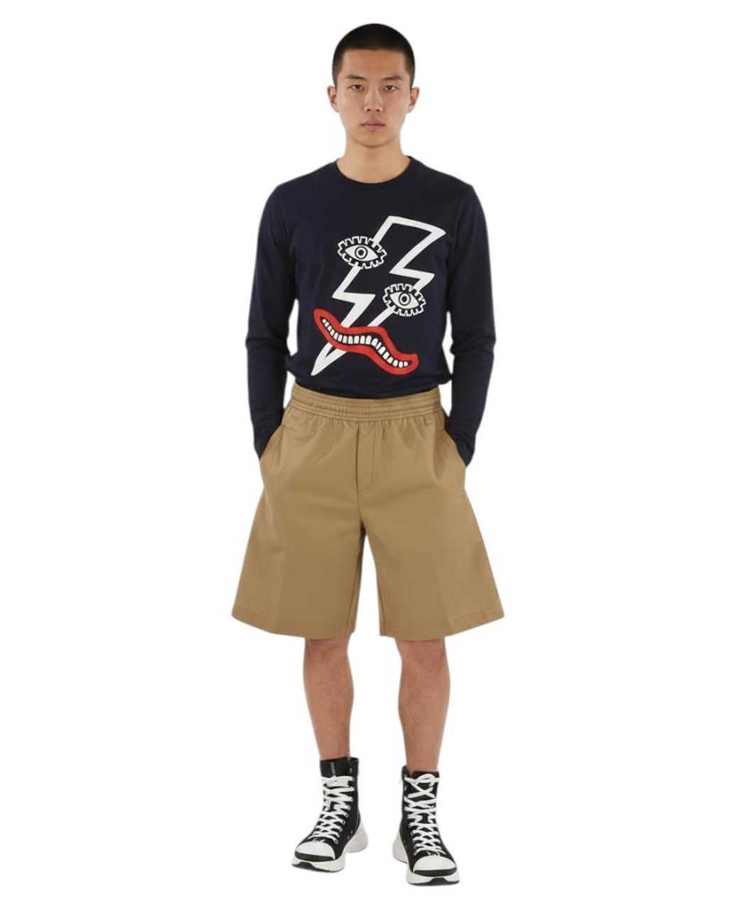 Neil Barrett Natural Loose Solid Shorts for men