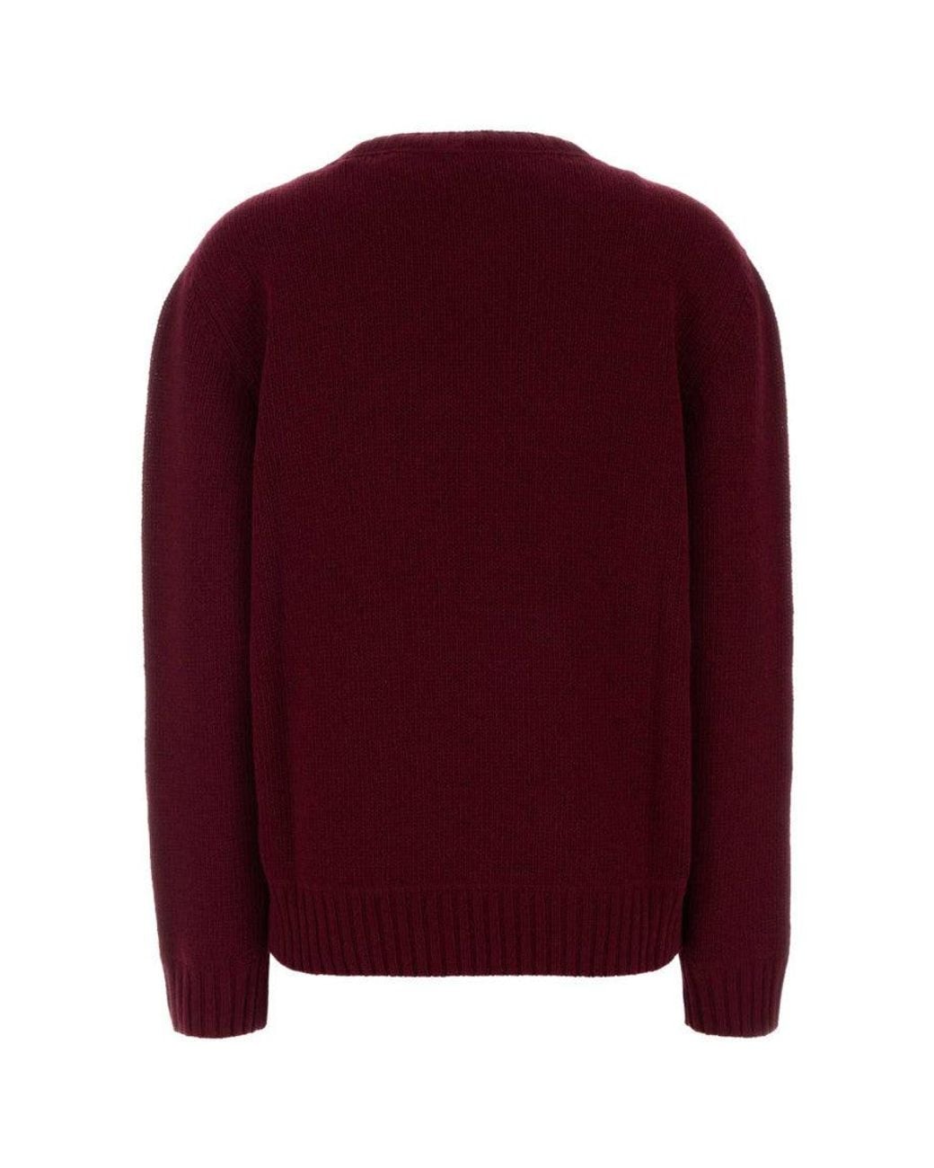 Prada Red Logo Crew Neck Sweater