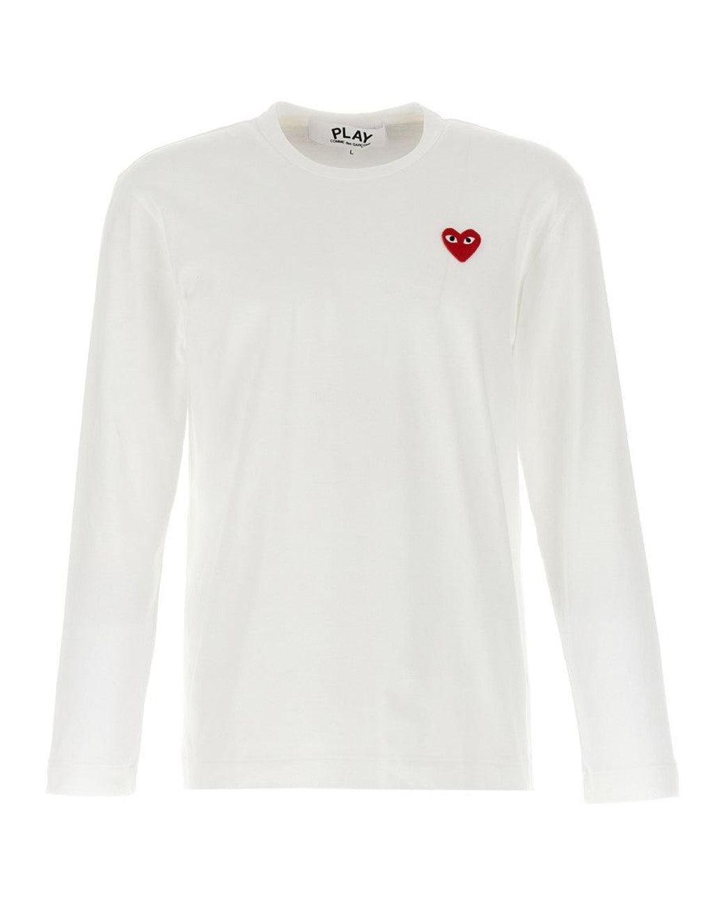 Comme des Garçons White Logo Patch Cotton T-Shirt for men